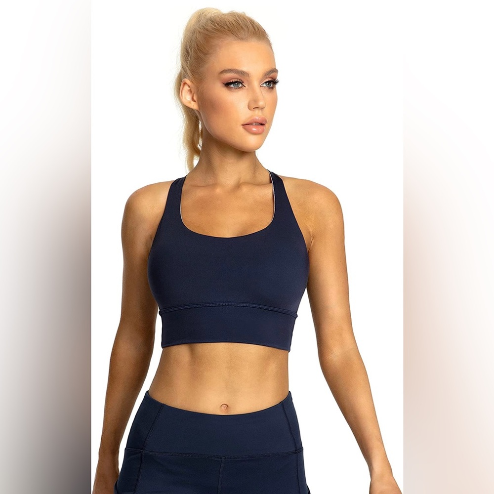NWT queenieke brand sports bra in navy blue. Sz XL
